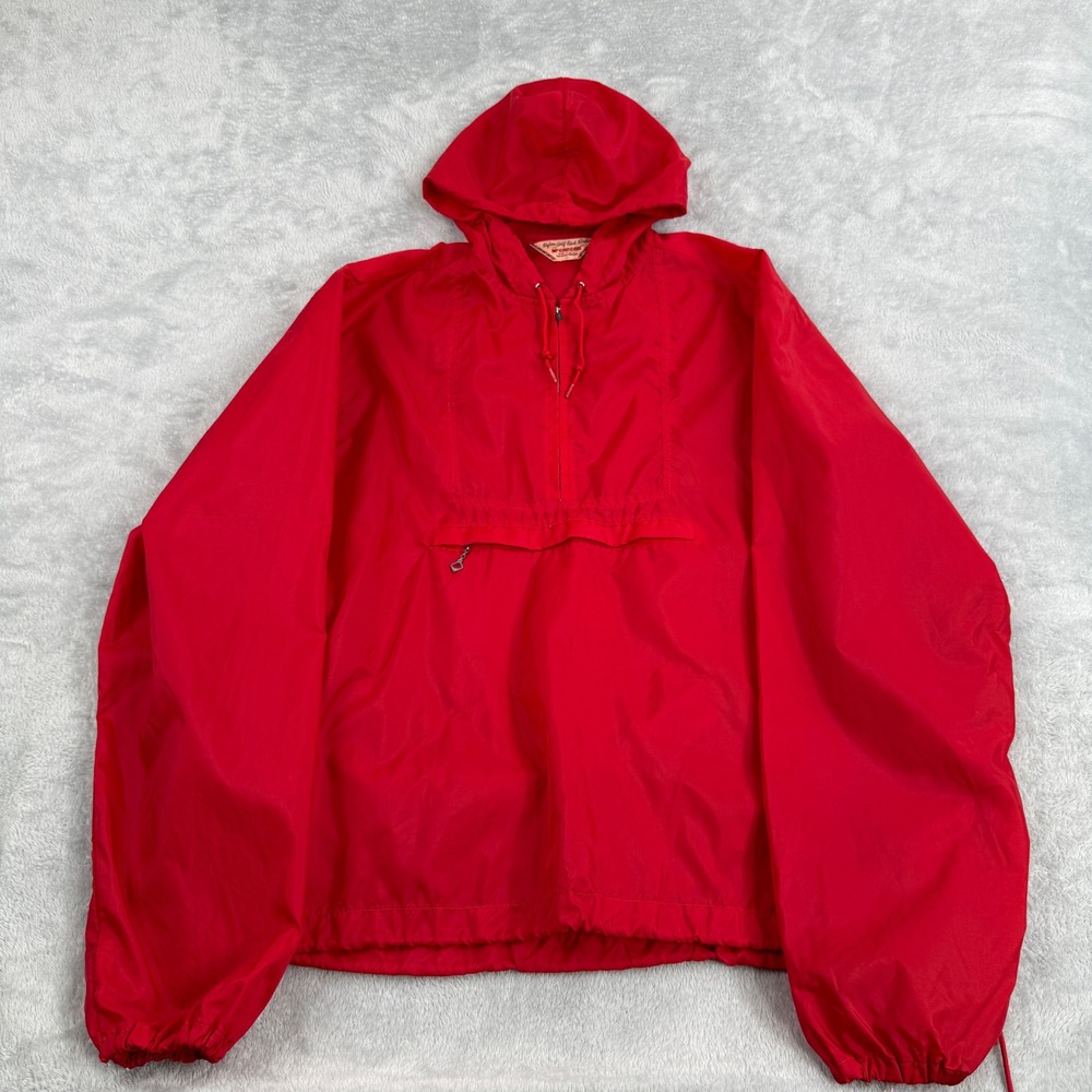 McGregor Vintage Nylon Self-Park Parka M Red Mens Retro Windbreaker Zip Jacket